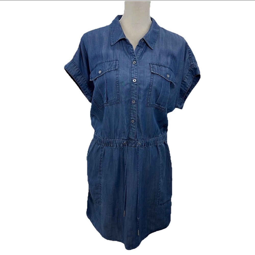 DKNY Denim Shirt Midi Dress - Blue
